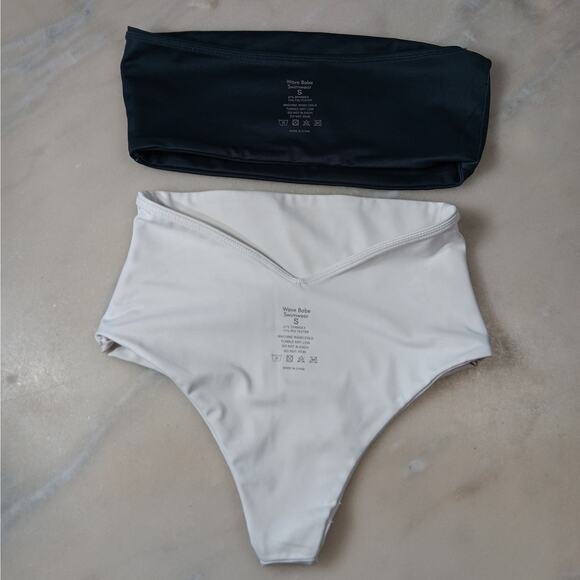 Wave Babe Women's Small Bikini Set Color Block High Waisted - Picture 3 of 4